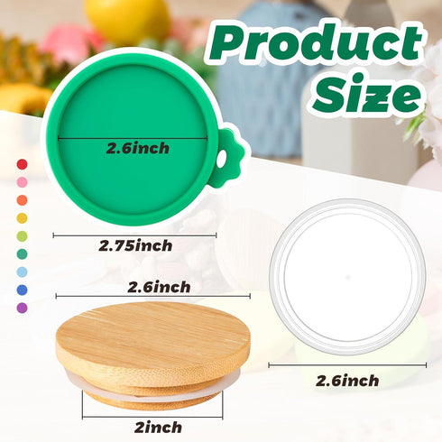 27 Mumufy Pcs Yogurt Jar Lids Clear Plastic Silicone Bamboo Wood Container Lids with Silicone Sealing Rings Reusable