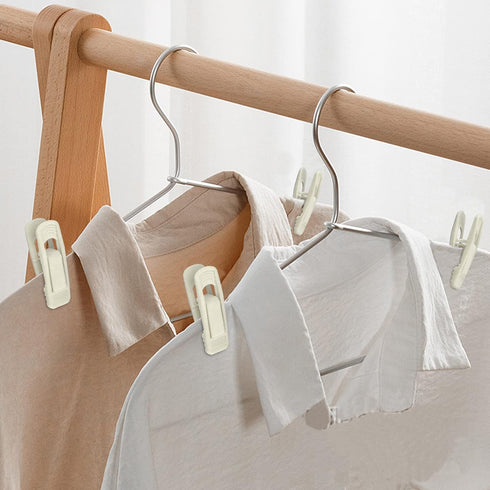Velvet Hangers Clips, 20 Pack Ivory Pants Hanger Clips, Strong Clips for Thin Felt Hangers