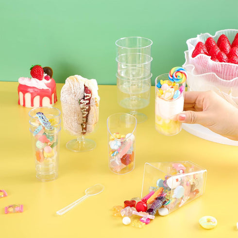 400 Nuenen Pcs Mini Dessert Cups with Spoons Clear Plastic Small Yogurt Parfait Cups Disposable Tumbler Cups Appetizer