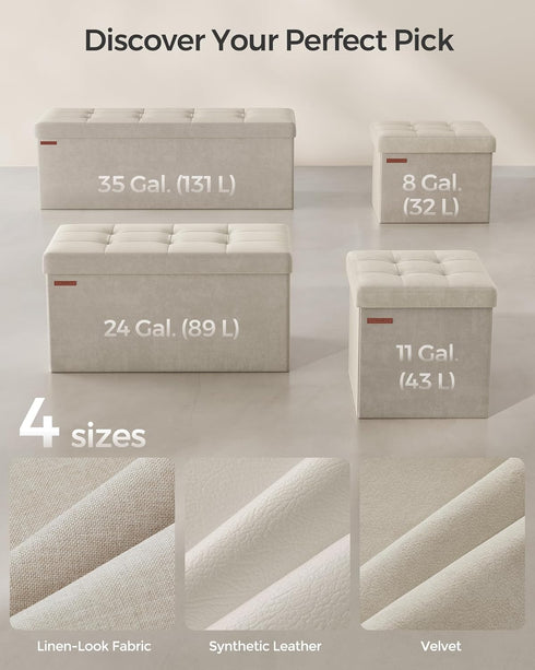 12.2 16.1 Inches 286 lb, ULSF200W01 SONGMICS Storage Ottoman, Foldable Small Ottoman Foot Rest, x Foot Stool, OAD up