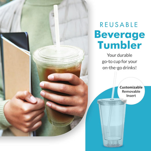 Simple Green Solutions Customizable Paper Insert Acrylic Double Wall Cup for Cold Drinks, 16oz