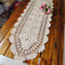 Damanni Oval Cotton Handmade Crochet Lace Table Runner Doilies, 15 Inch by 63 Inch, Beige