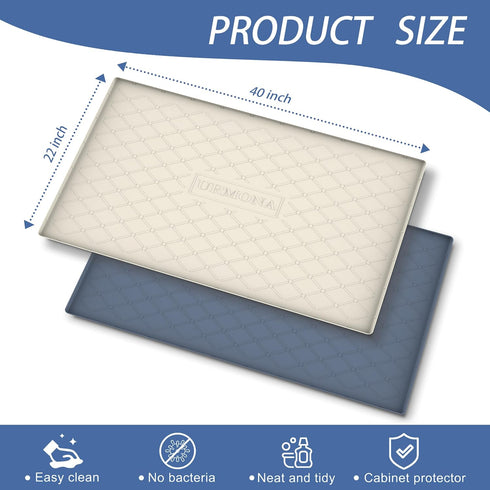 Under Sink Mat for Kitchen, 40" x 22" Silicone Waterproof Liner for Cabinet Sink Protection