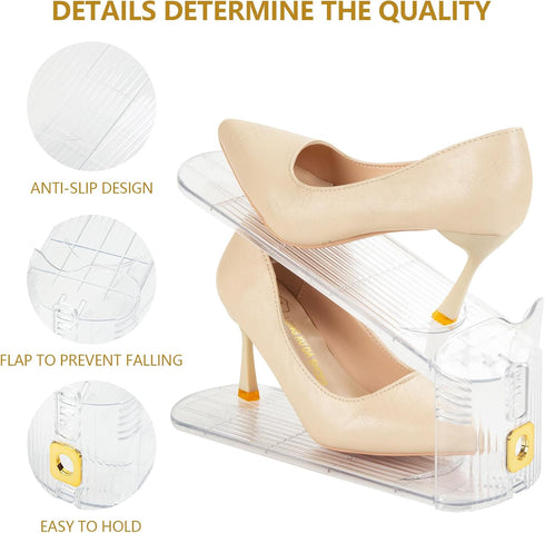degcicx Stackers,10 Pack Closet,Transparent Shoe Slots Organizer,Adjustable Shoe Shoe Space Savers,Double Layer Shoe
