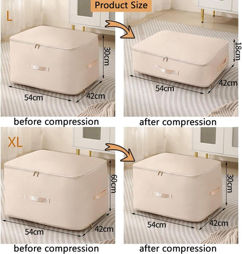 Ultra Space Saving Self Compression Organizer - Heavy Duty Moving Bags for Comforters, Clothes, Blankets (Pink, L)