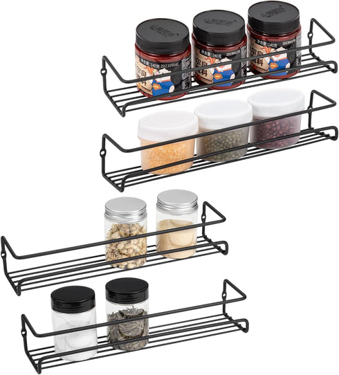 ROFAY Spice Rack Organiser, 4 Pack Wall Mounted Tier Shelf with Adhesive Sticker