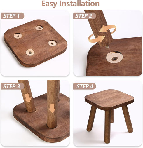 Jurath 9.3inch) Wooden Step Stool for Adults Step Stool for Toddlers Plant Stool Small Wooden Stool with Four