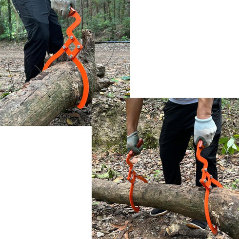 Wood Handle 2 Claw Skidding Tongs, Non-Slip Grip Tool for Log Lifting, Handling, Dragging & Carrying (12 in)