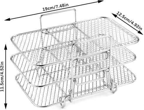 3 Layers Dehydrator Rack Accesories, Air Fryer Rack Stainless Steel Compatible with Instant Pot Vortex, Pressure Cooker Grill Rack for Ninja Foodi Air Fryer Crisp Lid by Flylin