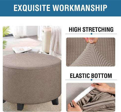 ADPON Ottoman Cover Stretch Ottoman Slipcover Round Ottoman Storage Cover Folding Stool Covers Furniture Protector