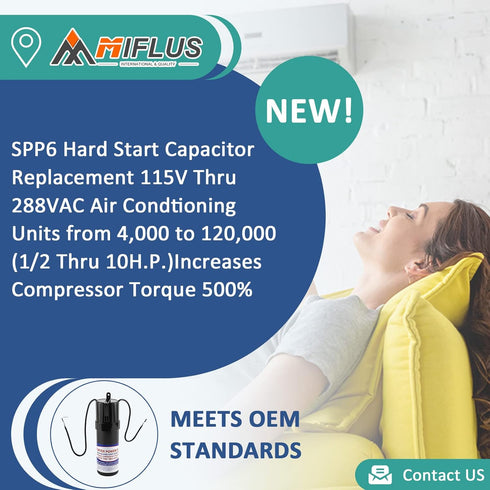 SPP6 Hard Start Kit for Air Conditioner, AC Hard Start Capacitor, Increases Starting Torque 500% for 4,000 to 120,000