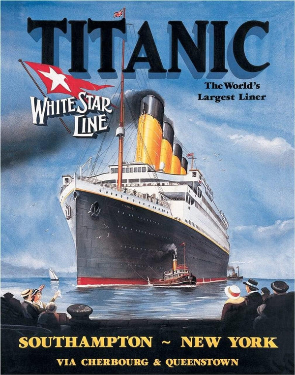 Desperate Enterprises Titanic White Star Tin Sign - Vintage Metal Wall Decor, 12.5" W x 16" H