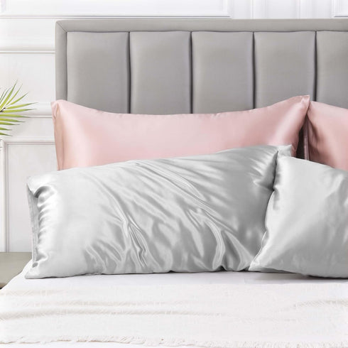 Love's Cabin Satin Pillowcase for Hair and Skin, Light Grey, 20x30 inches, Set of 2