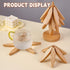 OFCTE Set, 4 1 Wooden Trivets for Hot Dishes, Tree Shape Trivet Walnut Wood + Stand stored Like a Christmas
