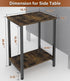 Tigerden 2 Tier Side Table, Heavy Duty End Table with Shelves, Narrow nightstand Table for Small Spaces, Record Player