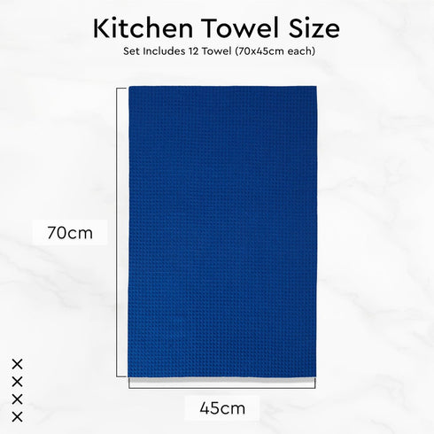 Set 28"x18" Set 12 Encasa XO Kitchen Dish Towels | Multicolor | Waffle Weave and Flat Hand Tea Towel | | Quick Drying
