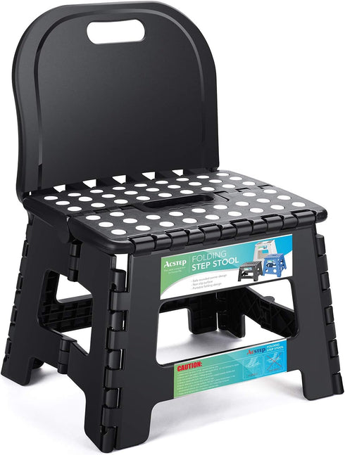 ACSTEP Folding Kids Step Stool with Back Support for Kids,9" Plastic Kids