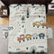 4 Pcs Fitted Sheet Set Full Size, Cute Baby Car Train Road