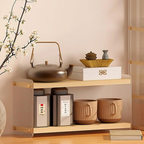LiTY 2 Countertops, Coffee Station Organizer Tier Acrylic Home Storage Mugs Hooks for Kitchen Coffee Bars, for Placing