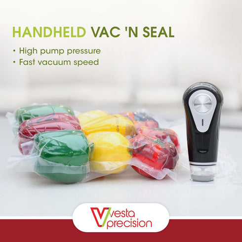 Vesta Precision Vacuum Sealer - Handheld Vac 'n Seal, Compact Design, Fast & Powerful, Extends Food Freshness