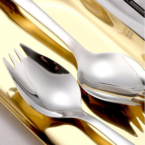 IQCWOOD 4-Pack Sporks, 18/10 Stainless Steel Forks, 7.4-Inch Long Handle Dessert Ice Cream Salad Flatware Set