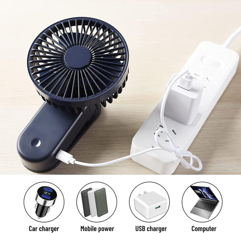 Portable Mini Clip on Fan, 4000mAh Rechargeable USB Battery Operated Stroller Fan, Royal Blue