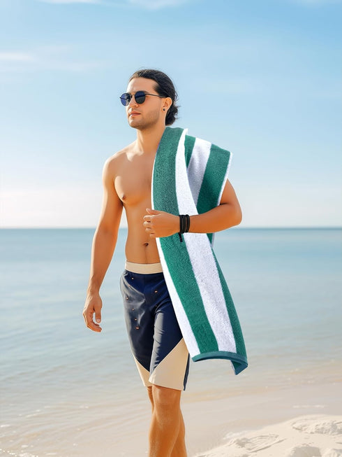 4 Pack 30 60 Inches, 100% Utopia Towels Cabana Stripe Beach Towel, by Oversized Ring Spun Cotton Pool Towels, Highly