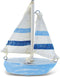 Puzzled COTA Global Light Blue Stripes Sailboat Extra Small Decor Handmade Wooden