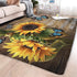 Area Rug, Butterfly Sunflower on Wooden Board Non-Slip Mat for Kitchen, Bedroom, Living Room Decor