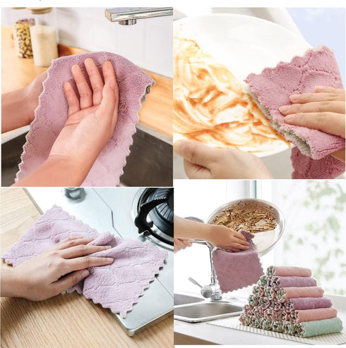 SAOYOAS 32 Pack Kitchen Cloth, Microfiber Dish Towels Washcloths, Super Absorbent Coral Velvet Dishtowels, Premium