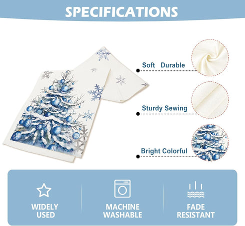 13x72 Inch Winter Trees Ball Table Runner Frosty Roses Burlap Table Runners, Christmas Xmas Seasonal Coffee Table