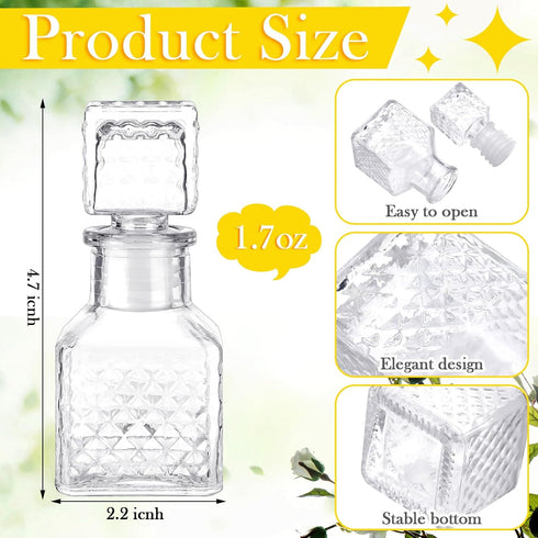 Chuangdi 24 1.7oz Pcs Mini Glass Wine Bottles Glass Patron Bottles with Stopper Decorative Tequila Bottle for Whiskey