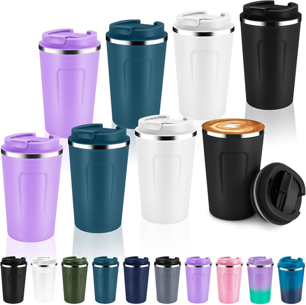 Volhoply 12 oz Double Wall Insulated Vacuum Travel Coffee Mug with Flip