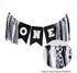 Q&High Life Race Car First Birthday Highchair Banner, Pre - strung Black & White Checkered ONE Garland for Boys Fast