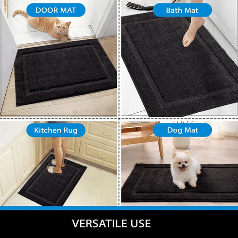 Indoor Door Mat, Dirt Trapper Entryway Rug with Non-Slip Rubber Backing, Washable Super Absorbent Doormat