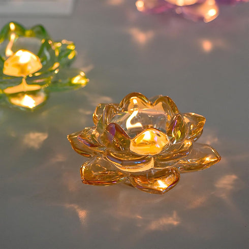 Holders,Set 8,Gold GOLDEAL Lotus Tealight Candle of Glass,Tea Light Holders,Votive Candle Holders Bulk,Pillar Candle