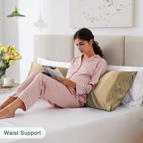 Love's Cabin Satin Body Pillow Pillowcase, 20x54 inches, Taupe, Similar to Silk with Envelope Closure for Hair and Skin