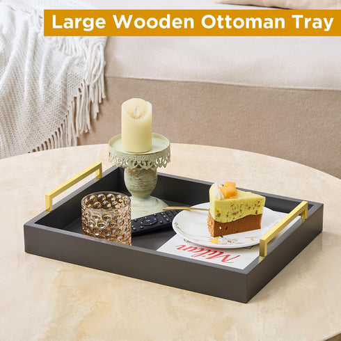 40cm x30cm Serving Trays with Handles, Grey Decorative Serving Tray, Ottoman Trays, Living Room, Bathroom, and Outdoors