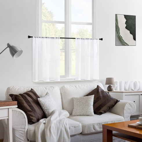 MRTREES White Sheer Kitchen Tier Curtains, 34 x 24 inch Light Filtering Rod Pocket Voile Cafe Curtains, 2 Panels