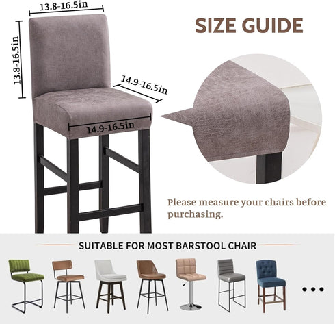 Set 2, FUANGUI Bar Stool Covers of Stretch Removable Bar Stool Seat Covers with Backs Slipcovers, Bar Chair Covers