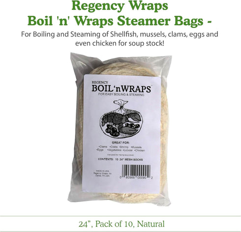 Regency Wraps Boil 'n' Wraps Steamer Bags, Safe Cooking for Shellfish, Crabs, Clams, Vegetables, Pack of 10