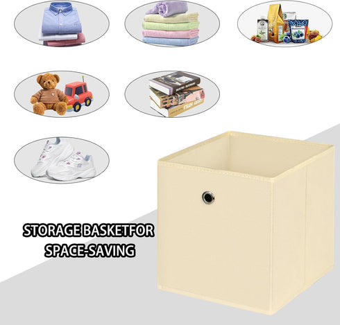Foldable Storage Cubes Bins, 11 Inch Cloth Storage Box, Fabric Organizer Baskets with Dual Handles, Set of 3