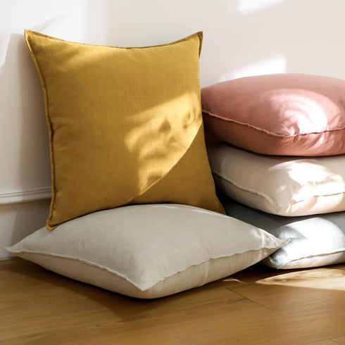 Pack 2 24 24 Inch OTOSTAR of Linen Solid Throw Pillow Covers x Boho Decorative Pillowcases Soft Accent Pillow Covers