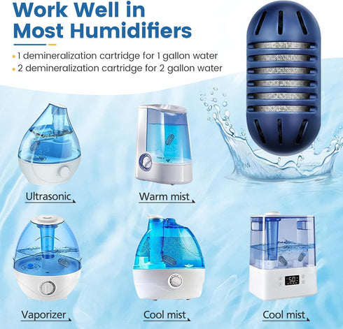 isinlive 12-Pack Demineralization Cartridge for HoMedics Ultrasonic Humidifiers, Filters Mineral Deposits