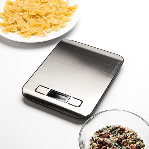 Digital Kitchen Food Scale 11 lb, Grams and Ounces, Small Stainless Steel Backlit, Batteries Included.