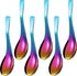6 Pieces Rainbow Stainless Steel Soup Spoons, Colorful Mirror Finish for Kitchen Serving