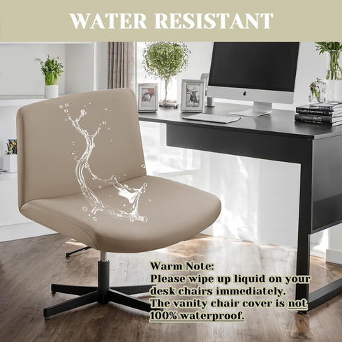 Armless Criss Cross Chair Cover Water Resistant Jacquard Vanity Chair Cover Elastic Mid Back Wide Seat Accent Chair