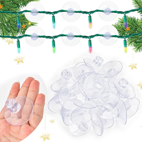 Christmas Light Suction Cups, Holiday String Hooks for Lights, 50 Pcs Suction Cup Clips for Decorations