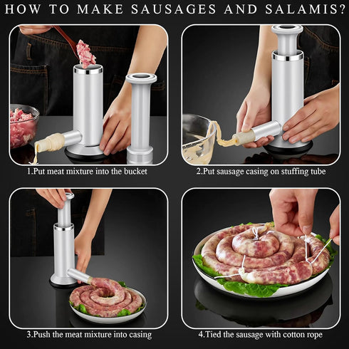 Usluole 2 1 Sausage Stuffer Machine and Meatball Maker, in Vertical Sausage Maker Stainless Steel Homemade Sausage Meat