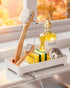 Caumic Plastic Sink Caddy, Rustproof Sponge Holder for Kitchen Sink with 304 Stainless-Steel